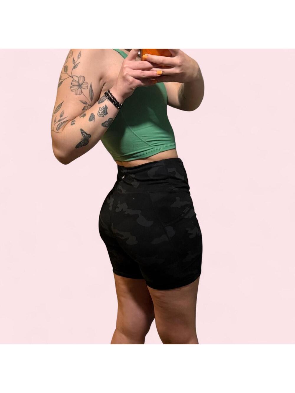 Yogalicious Lux Black Camo Biker Shorts — Medium